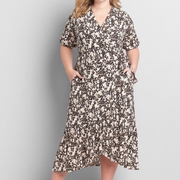 Lane Bryant Faux Wrap Stretch Knit Animal Print Dress size 22/24 - Picture 1 of 9